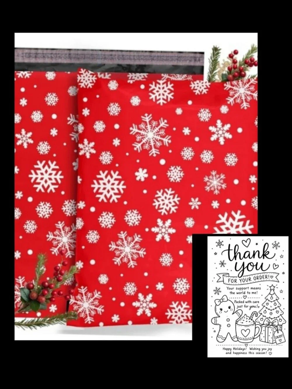 (100) 10x13 POLYS & (100) 4x6 CUSTOM THANK YOU LABELS